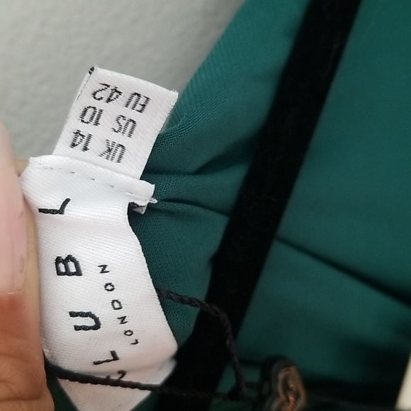 Club L London SWEET DREAMS GREEN MATERNITY ASYMMETRIC RUCHED MIDI DRESS NWT - Picture 6 of 7